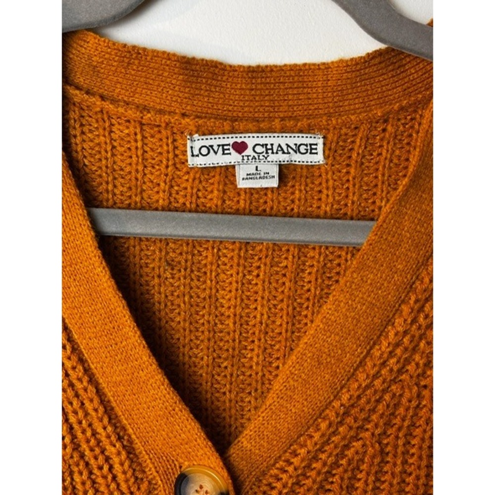 Love Change Italy‎ Cropped Ribbed Cardigan Sweater Button Front V Neck Fall - Picture 3 of 6